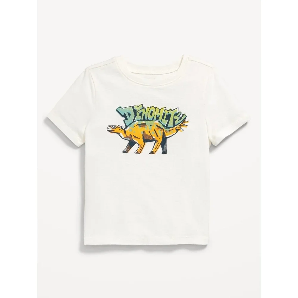 Old Navy Kids Dinosaur 'Dinomite' Graphic Tee‎ Shirt Size 3T Cream NWT